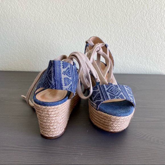 SCHUTZ Zayne Printed Denim Espadrille Platform - Picture 5 of 14